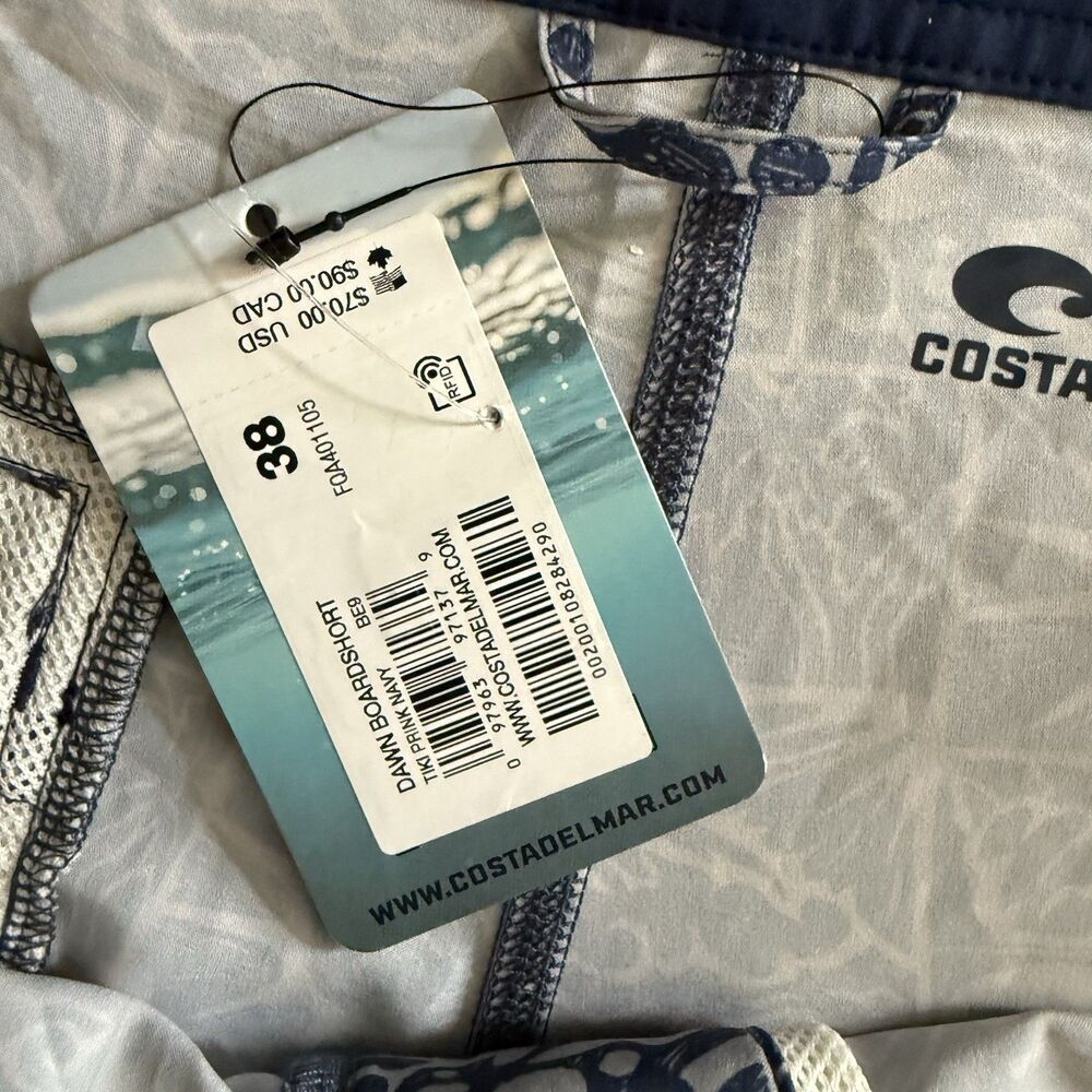 NWT Costa Dawn  Board Short Swim Trunks Gray Blue Wave Surf  Men’s 38 - Picture 4 of 4